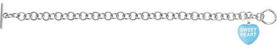 51% OFF on Love Bright Jewelry Sweet Heart I Heart You Sterling Silver Enamel Plated Bracelet