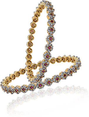 50% OFF on Heena Jewellery Alloy, Brass 18K Yellow Gold, Rhodium Plated Bangle Set Pack of 2