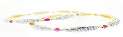 Aabhushan Jewels Alloy Cubic Zirconia Rhodium Plated Bangle Set Pack of 2 Aabhushan Jewels Alloy Cubic Zirconia Rhodium Plated Bangle Set Pack of 2