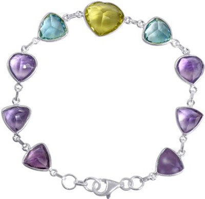 50% OFF on Arsh Crown Sky Dominion BR1251 Sterling Silver Quartz, Topaz, Amethyst Sterling Silver Plated Bracelet