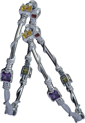 Aman Stylish Party Wear Sterling Silver Bangle Set Pack of 2