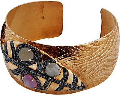 5% OFF on Nikhil Silver Arts Evening Shine Silver Sapphire Cuff