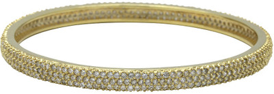 30% OFF on Gemtogems Glittering Diamonds Sterling Silver Cubic Zirconia Yellow Gold Plated Bangle