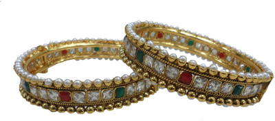 27% OFF on Aishwarya Design Studio Brass, Copper 18K Yellow Gold Plated Bangle Set Pack of 2