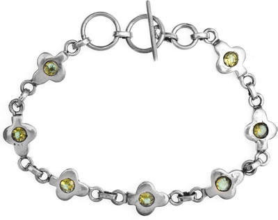 Exotic India Designer Sterling Silver Peridot Bracelet