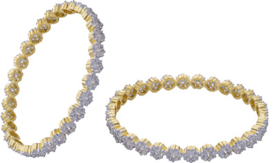 80% OFF on Prisha Elegant Golden Alloy 18K Yellow Gold Plated Bangle Set Pack of 2