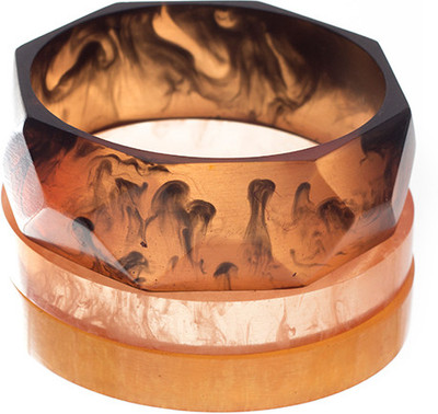 25% OFF on Blueberry B-1542 Resin, Wood Bangle Set