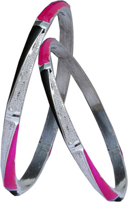 Aman Stunning Fashionable Sterling Silver Bangle Set Pack of 2