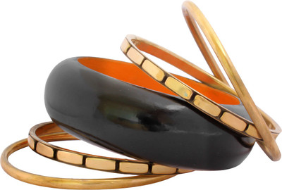66% OFF on Luxor Joyful Love Art Alloy Yellow Gold Plated Bangle Set Pack of 5