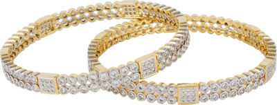 56% OFF on Affinity Beautiful Double Lined Stone Alloy, Silver Cubic Zirconia 22K Yellow Gold Plated Bangle Set Pack of 2 56% OFF on Affinity Beautiful Double Lined Stone Alloy, Silver Cubic Zirconia 22K Yellow Gold Plated Bangle Set Pack of 2