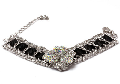 30% OFF on KhoobSurati Studded Floweret Ribbon Allied Metal Bracelet