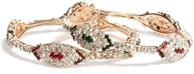 Bindhani Circle Of Life Alloy Cubic Zirconia 10K White Gold Plated Bangle Set Pack of 2