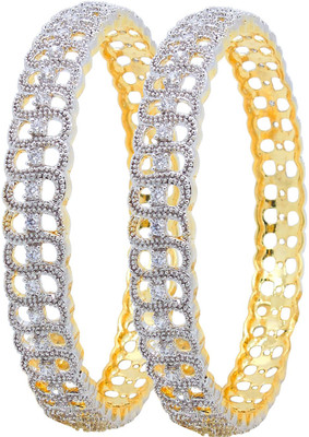 50% OFF on Rich Lady Evening Shine Brass Crystal Brass Plated Bangle Set Pack of 2