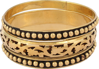 38% OFF on Laron Handicrafts Golden Ethanic Brass Bangle Set Pack of 3