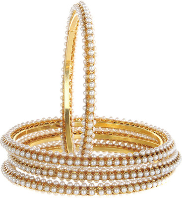 24% OFF on Treasure Trove Royal Collection Silver Zircon Yellow Gold Plated Bangle Set Pack of 4
