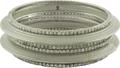 70% OFF on R18Jewels-Fashion&U Sparkling Delight Metal Crystal Bangle Set Pack of 2