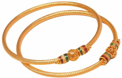 29% OFF on PFJ PFJ0008 Brass, Copper 24K Yellow Gold Plated Bangle Set Pack of 2