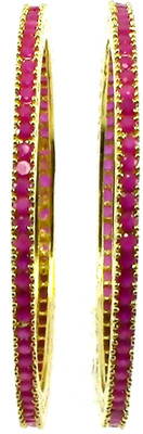 12% OFF on Pearl Paradise Copper Ruby Yellow Gold Plated Bangle Pack of 2