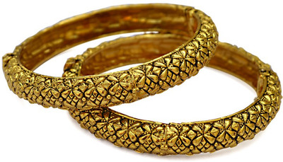 13% OFF on Jewelfin Intricate Flora Alloy Rhodium Plated Bangle Set Pack of 2