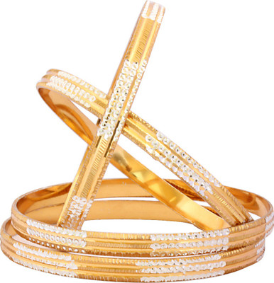 69% OFF on Luxor Fancy Collection Alloy Yellow Gold Plated Bangle Set Pack of 4
