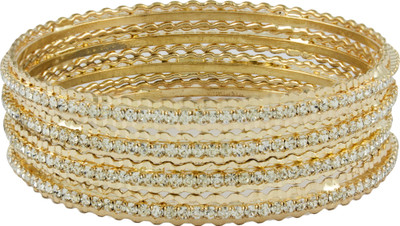 66% OFF on Tanya Fashion Jewelry Magnificent Ornamental Metal Crystal Bangle Set Pack of 4