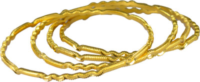71% OFF on Pearl Paradise Zig-Zag Curvature. Alloy Yellow Gold Plated Bangle Set Pack of 4