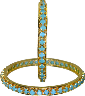 66% OFF on Pearl Paradise Turquoise Blue Alloy Yellow Gold Plated Bangle Set Pack of 2