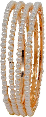 51% OFF on Maayra Bright Pearl Brass Copper Plated Bangle Set Pack of 4