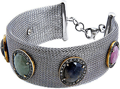 2% OFF on Nikhil Silver Arts Evening Shine Silver Sapphire Bracelet
