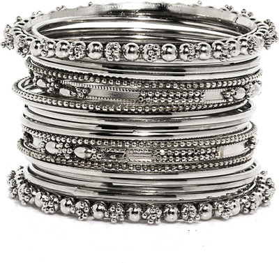 59% OFF on Bindhani Antique Brass Black Silver Plated Bangle Set Pack of 20