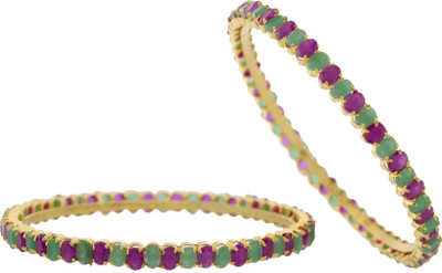 80% OFF on Prisha Elegant Golden Alloy 18K Yellow Gold Plated Bangle Set Pack of 2