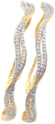 23% OFF on Jewar Mandi Latest Jewellery Alloy Cubic Zirconia Rhodium Plated Bangle Set Pack of 2