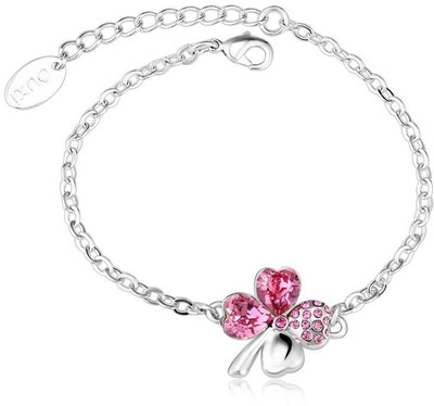 40% OFF on Ouxi Swarovski Element Four Clover Zinc Swarovski Crystal Rhodium Plated Bracelet