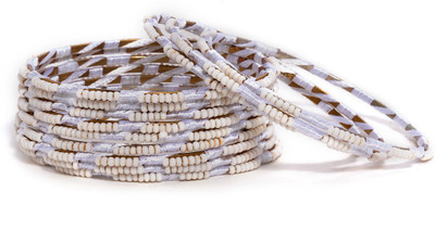 Bindhani Just Like Diamonds Alloy 10K White Gold Plated Bangle Set Pack of 12 Bindhani Just Like Diamonds Alloy 10K White Gold Plated Bangle Set Pack of 12