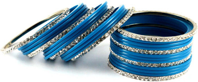 16% OFF on Vidhya Kangan Turquoise Brass Crystal Rhodium Plated Bangle Set Pack of 26