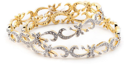 20% OFF on Sheetal Jewellery Brass, Alloy Cubic Zirconia Yellow Gold Plated 18 Bangle Set Pack of 2