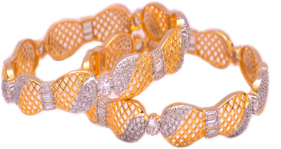 26% OFF on Kundan Jewellery Prettify Yourself Alloy Cubic Zirconia 18K Yellow Gold Plated 18 Bangle Set Pack of 2