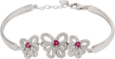 30% OFF on GemLN India Pink White Bow Sterling Silver Rhodium Plating Bracelet