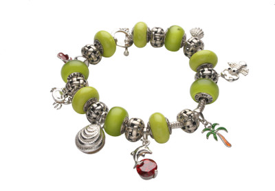 Bracialeto Green with charms Silver Bracelet