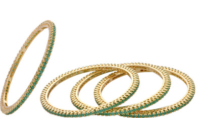 80% OFF on Prisha Elegant Golden Alloy 18K Yellow Gold Plated Bangle Set Pack of 4