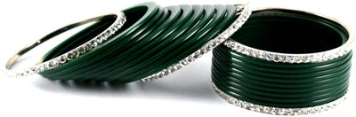 18% OFF on Vidhya Kangan Green Brass Crystal Rhodium Plated Bangle Set Pack of 22