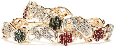 Bindhani Circle of Life Alloy Cubic Zirconia 10K White Gold Plated Bangle Set Pack of 2