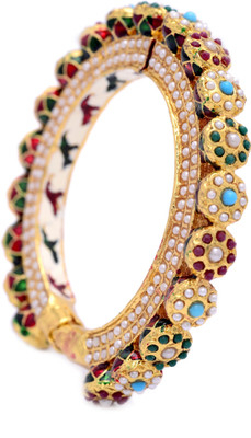 81% OFF on Prisha Designer Silver Alloy Cubic Zirconia Yellow Gold Plated Bangle Set