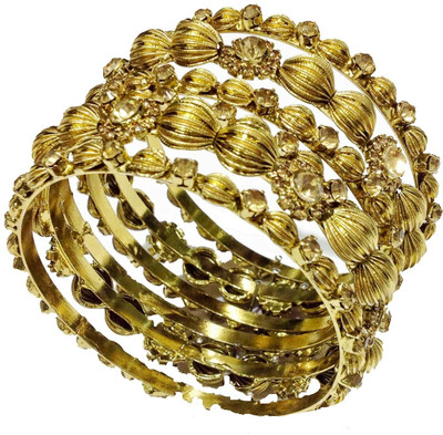 5% OFF on Newsantosh Gold Metal Bangle Set Pack of 6