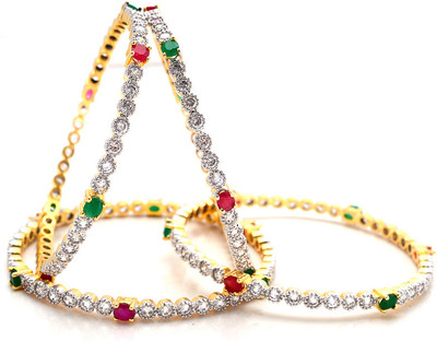 40% OFF on Sagun Stylish Brass Rhodium Plated Bangle Pack of 4