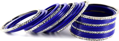 16% OFF on Vidhya Kangan Blue Brass Crystal Rhodium Plated Bangle Set Pack of 26