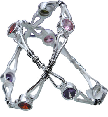 Aman New Party Wear Sterling Silver Bangle Set Pack of 2