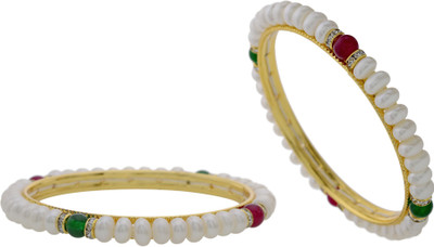 85% OFF on Prisha Elegant Alloy 18K Yellow Gold Plated Bangle Set Pack of 2