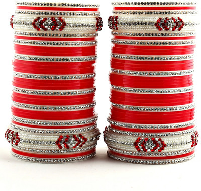 40% OFF on Lucky Jewellery Punjabi Bridal Choora Full Two Hands Acrylic Bangle Set Pack of 67