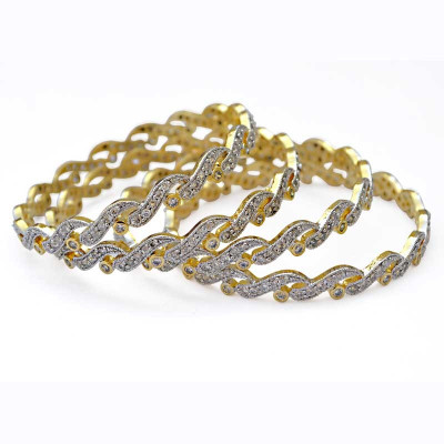 17% OFF on Jewelfin Sparkling Alloy Rhodium Plated Bangle Set Pack of 4